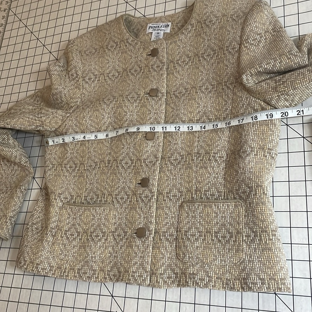 Pendleton, Beige/Tan Patterned, Tweed, Virgin Woo… - image 6